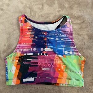 Justice Orange and Green Crop Top